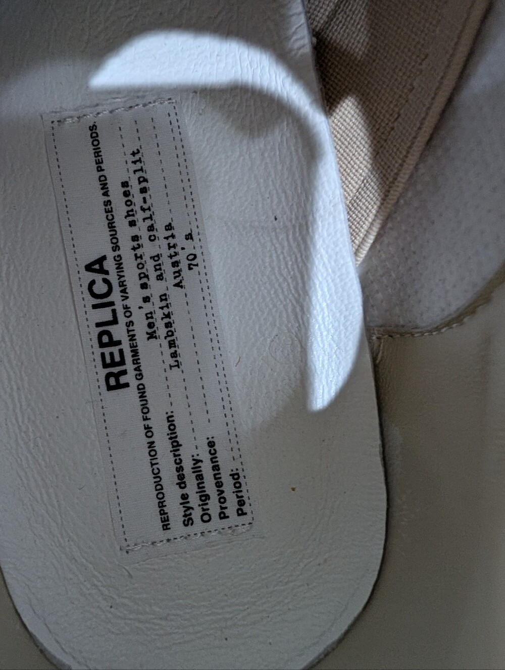 Maison Martin Margiela Replica Sneakers Men's 10.5 Beige Leather Suede Gum Sole - Picture 2 of 8